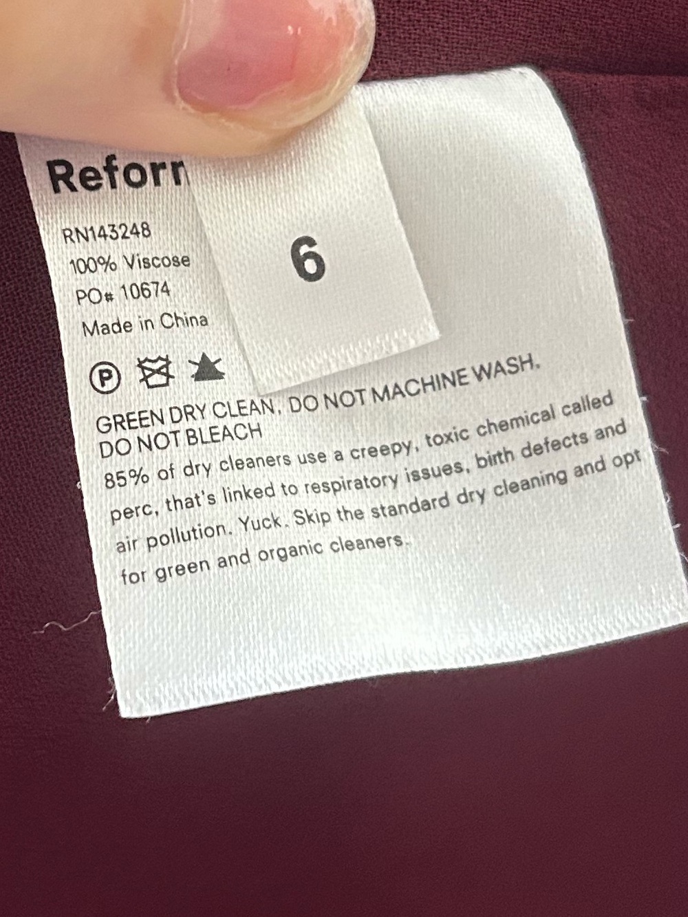 Reformation Valentin Long Sleeve Midi Dress in Burgundy Size 6 Boho Autumn Fall - Picture 7 of 7
